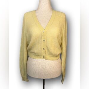 Madewell Butter Yellow Cardigan Sweater Alpaca knit Blend